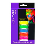 Tinta Para Rosto Cremosa C/ 5 Cores Fluorescentes Tinta Neon