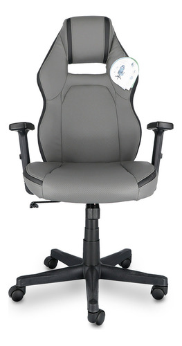 Silla Gamer Simply Polipiel Gris Con Ajuste De Altura