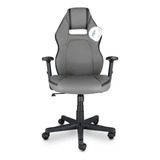 Silla Gamer Simply Polipiel Gris Con Ajuste De Altura