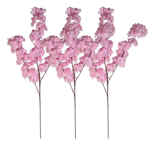 3 Galhos Cerejeira Artificial Pink Flor Para Arranjo Árvore