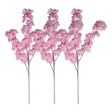 3 Galhos Cerejeira Artificial Pink Flor Para Arranjo Árvore