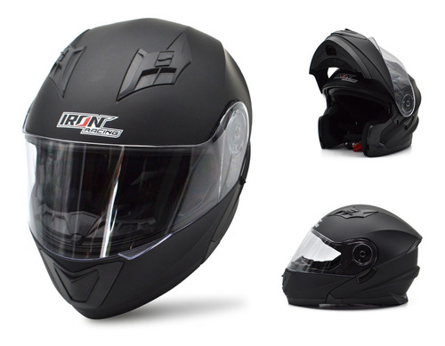 Casco Abatible Doble Lente Mica Int Certif Dot Negro Mate