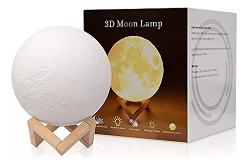 Lámpara De Luna 3d, 7 Colores Táctiles Moon Night Light