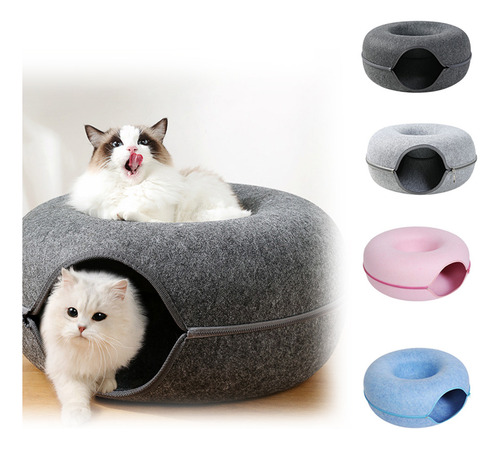 Cama De Fieltro Tipo Túnel Para Gatos, Rosquillas, Nido De A