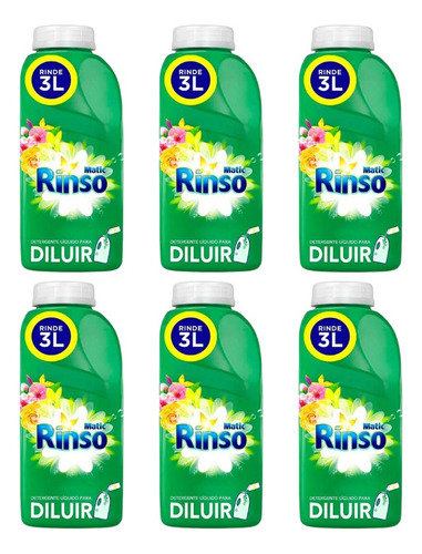 Rinso Detergente Líquido Para Diluir 500ml Pack 6 Unidades