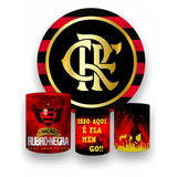 Kit Painel Redondo 1,5 + 3 Capas Cilindros Flamengo Futebol