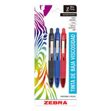 3 Plumas Zebra Bolígrafo Mini Z Grip Punto Medio 1.0mm Color De La Tinta Negro Azul Y Rojo Color Del Exterior Color
