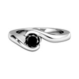 Anillo Plata Maciza Certificada Diamante Negro Swarosvki Sol