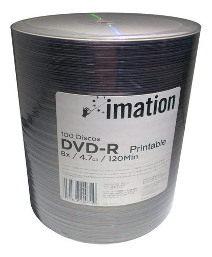 Dvd Imation Printable X 100 Unidades Envio X Mercadoenvios