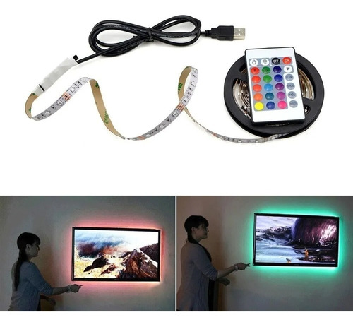 Cinta Rgb 5050 5mt Tira Led Usb Para Tv, Pc+ Control Remoto Color De La Luz Todos