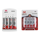 8 Pilhas Recarregáveis Mox Aa 2600 Mah + Carregador Rápido