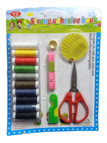 Set Costura 10 Hilos De Coser Tijera Agujas Cinta Metrica