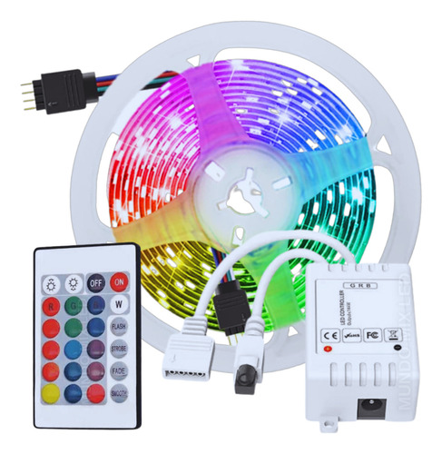 04rolos Fita Led 5050 Rgb 300led Ip20 S/silicone C/controle