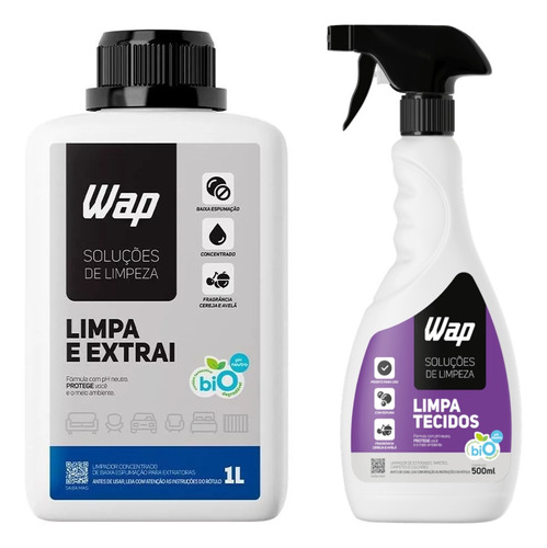 Detergente Limpador Para Extratoras + Limpa Tecidos Wap