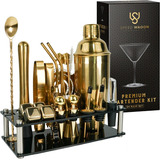 Mixology Bartender Kit 24 Piece Gold Cocktail Shaker Set