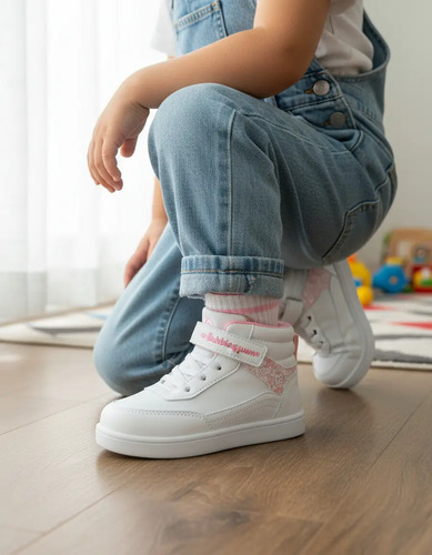 Tenis Bota Escolar Niña Bubble Gummers Blanco\u002Frosa 14-19 | Envío gratis