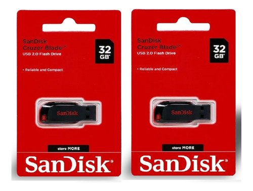 Kit 2 Pendrives Sandisk 32gb Flash Drive 