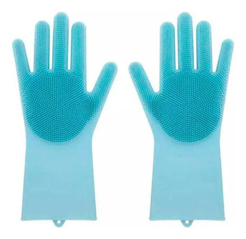 Luva Silicone Lava Louça Anti-térmica Azul