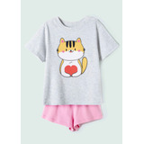 Pijama Infantil Menina Curto Com Estampa Hering Kids