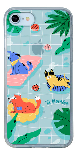 Funda Para iPhone Para Mujer Perritos Alberca Con Nombre