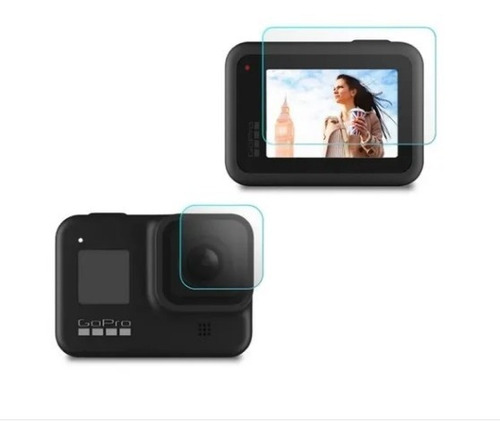 Conjunto Película Vidro Lente Tela Lcd Gopro Hero 8 Black