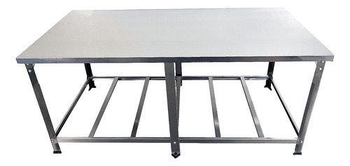 Mesa Aço Inox 1,90 X 0,90 Com Prateleira Total Em Inox