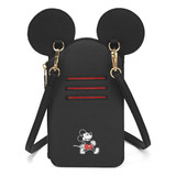 Bolsa Feminina Porta Celular Mickey Mouse Disney Original Cor Preto