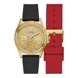 Reloj Guess Sugar Dama Color De La Correa Negro/rojo