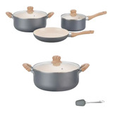 Set Hudson Gris Gray 7pz Cerámica Antidhe Olla 26