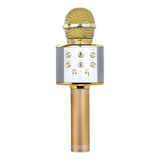 Microfono Karaoke Inalambrico Con Bluetooth Y Bocina Altavoz Color Dorado
