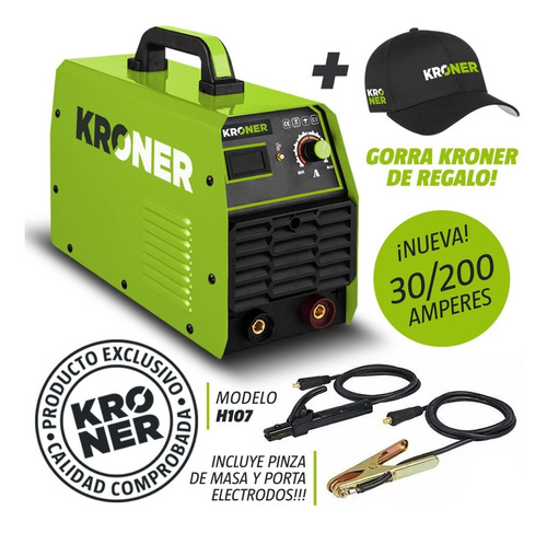 Soldadora Inverter Kroner 200 Amp Profesional Alta Gama 