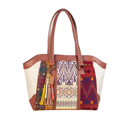 Bolso Artesanal Maya Oro 3 Telares Bolsa Piel Dama Envío Gra Color Dorado Diseño de la tela Étnico | Meses sin interés