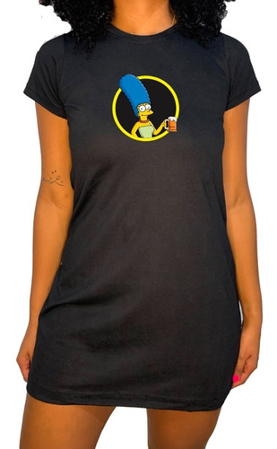 Vestido Marge Simpson Desenho 100% Algodão Chopp