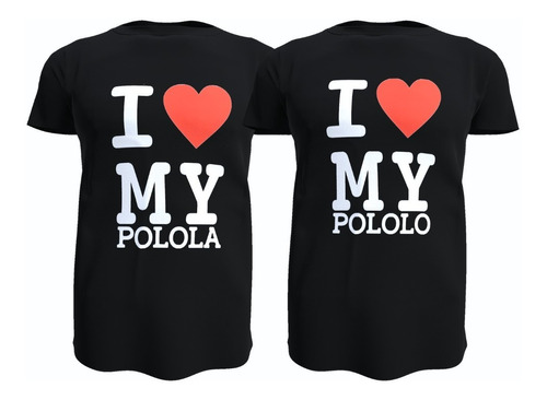 Pack 2 Poleras Parejas Amor, I Love Pololos, 100% Algodon