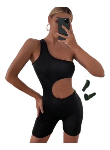 Mono Catsuit Cut Out Asimétrico Hombro Descubierto Mujer