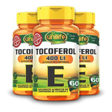 Kit 3 - Vitamina  E  Alfa Tocoferol 400ui 60cap - Unilife