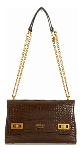 Guess Katey Croc-bolso De Hombro Con Solapa, Mujer, Brown,