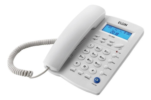 Telefone Fixo Elgin Tcf 3000 Branco C/ Fio E Chave Bloqueio