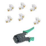 Ponchadora Rj45 + Pelacable + Tester De Red + 50 Plug Cat 6