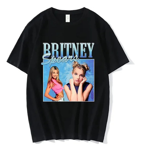 Camiseta Negra De Algodón Con Estampado De Britney Spears