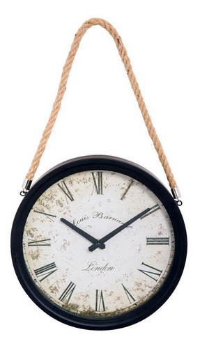 Reloj De Pared Estilo Antiguo Vintage 30cm Marco Metal Soga 