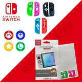 Pelicula Nintendo Switch + Capa Silicone Joy Con + 4 Grip