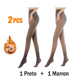 2 Peças De Meia-calça Feminina De Inverno Forrada De Lã 220g