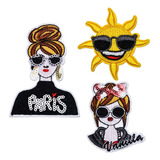 3 Piezas Lindas Gafas De Sol Paris Girl Smile Sun Parche Par