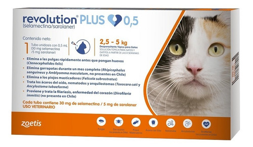 Antiparasitario Para Gatos  Revolution Plus De 2,5 A 5 Kg 