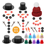 605 Pcs Diy Kit De Navidad Muñeco De Nieve, Mini Gorro...