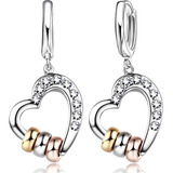 Aros Plata 925 Pendientes Corazón Regalo Elegante Mujer Joya