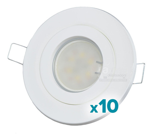 Pack X10! Spot Led Embutir Circular Plastico + Dicro Led 7w