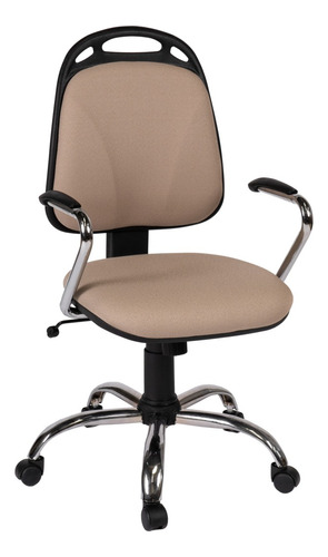 Silla De Escritorio De Outlet Diva Con Base Y Apoyabrazos Cromados Gamer Ergonómica  Marrón Con Tapizado De Marathon