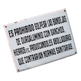 ¬¬ Cartel Enlozado Antiguo / Prohibido Golpear Bandejas Zp